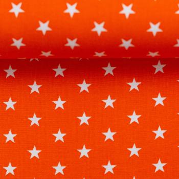 Preview: Baumwoll Druck Sterne Orange/Weiß  Ø 1 cm